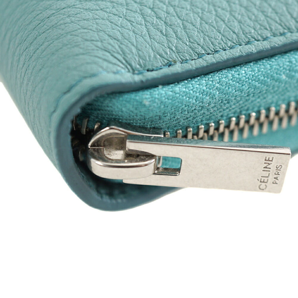 Celine Long Gray Turquoise Around Leather Wallet Zip Blue - Picture 6 of 8